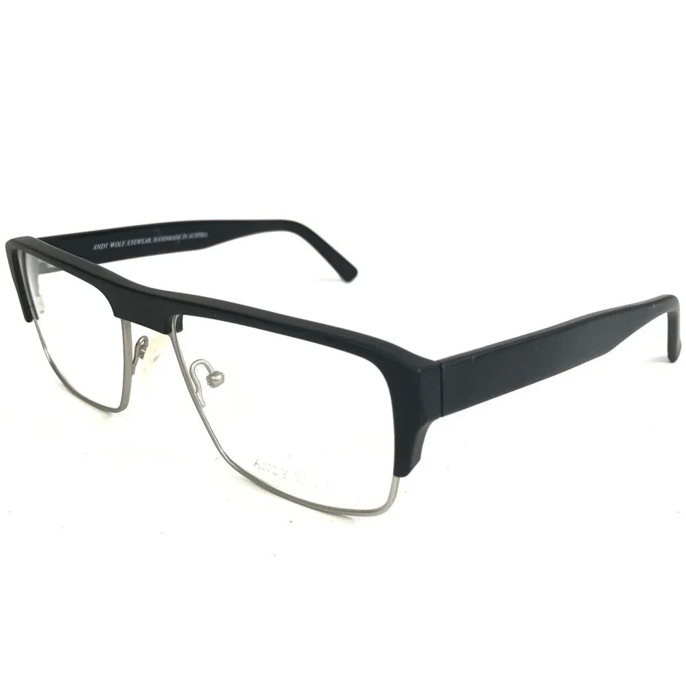 Andy Wolf Eyeglasses Frames 4477 col.f Brown Silver Square Full Rim 54-17-145